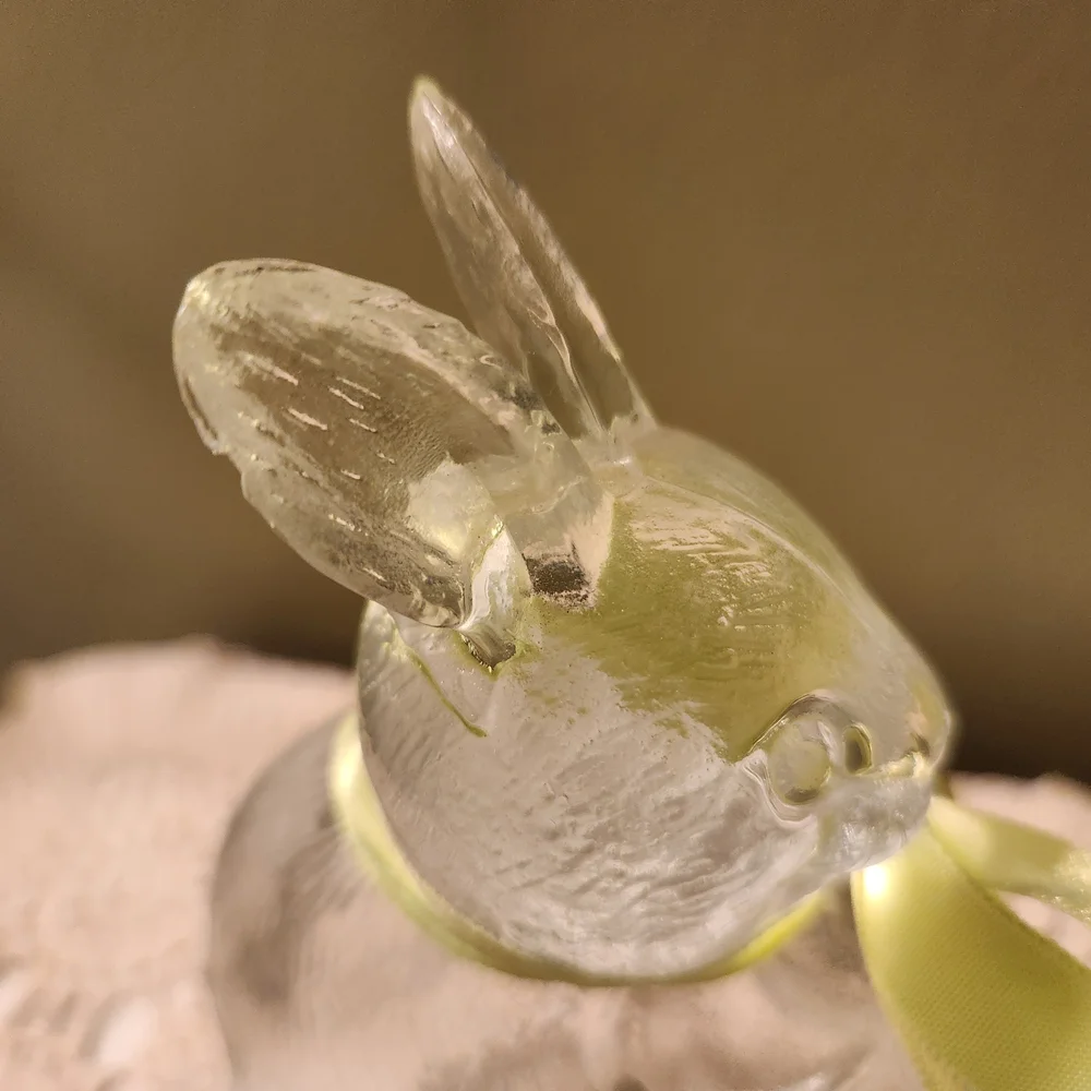 Pressed Glass Bunny On A Nest Easter Candy Dish / Trinket Dish